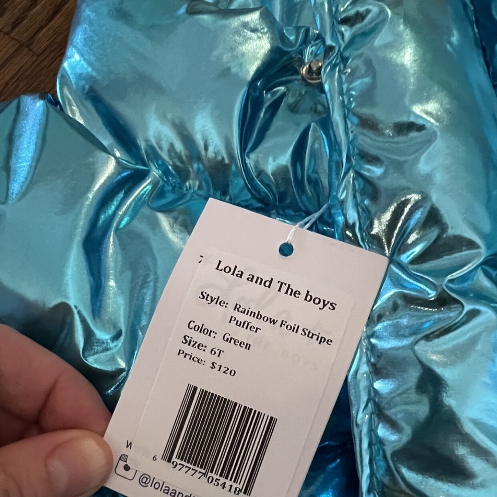 NWT Lola and the Boys 6T foil puffer jacket